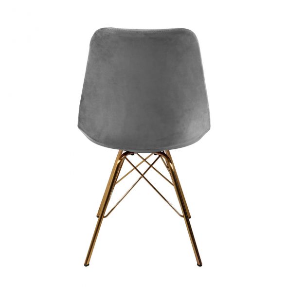 KICK Velvet Bucket Chair Grey - Gold Frame - Grey
