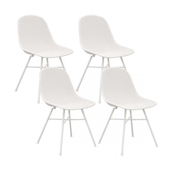 Set Of 4 Kick Sol Garden Chair - White