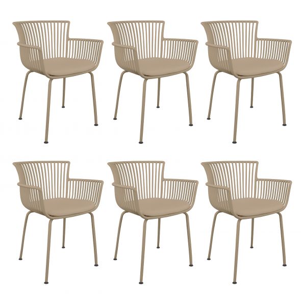 Set of 6 Kick Otis Garden Chair - Beige