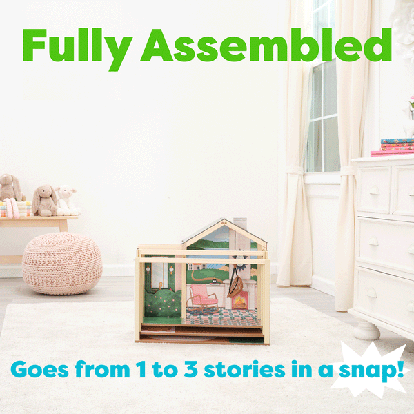 Kidkraft Click & Play Fully Assembled Pop-Up Wooden Dollhouse