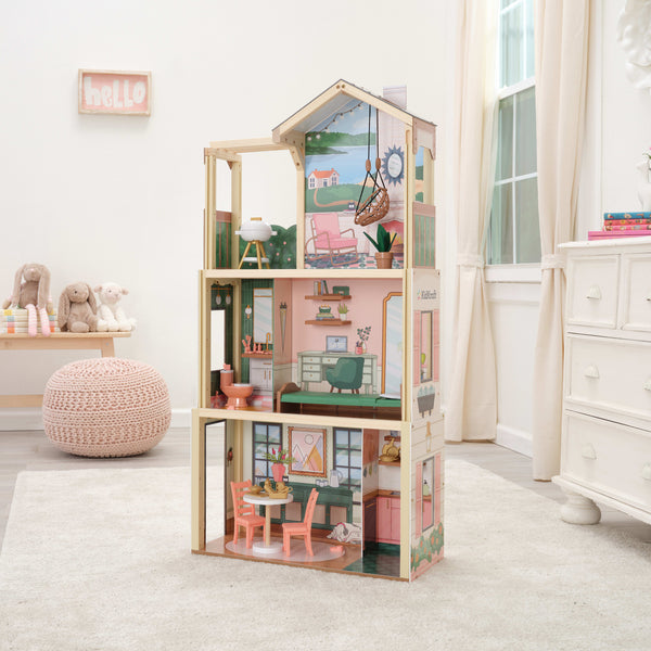 Kidkraft Click & Play Fully Assembled Pop-Up Wooden Dollhouse