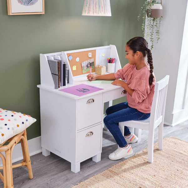 kidkraft Study Desk with Chair - White