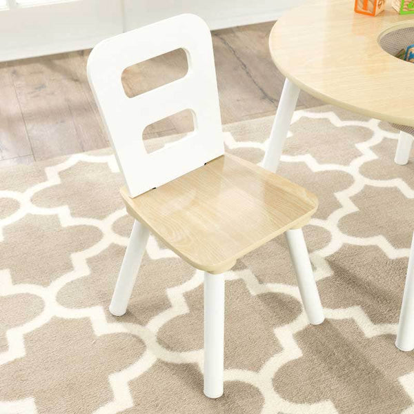 Kidkraft Round Storage Table & 2 Chair Set - Natural & White