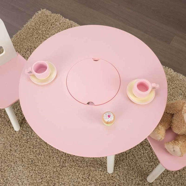 Kidkraft Round Storage Table & 2 Chair Set - Pink & White