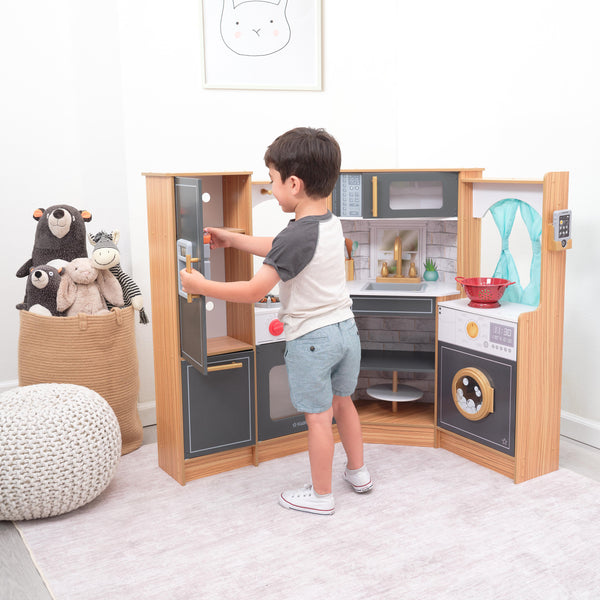 Kidkraft Ultimate Corner Play Kitchen With Lights & Sounds - Natural
