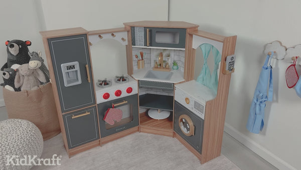 Kidkraft Ultimate Corner Play Kitchen With Lights & Sounds - Natural
