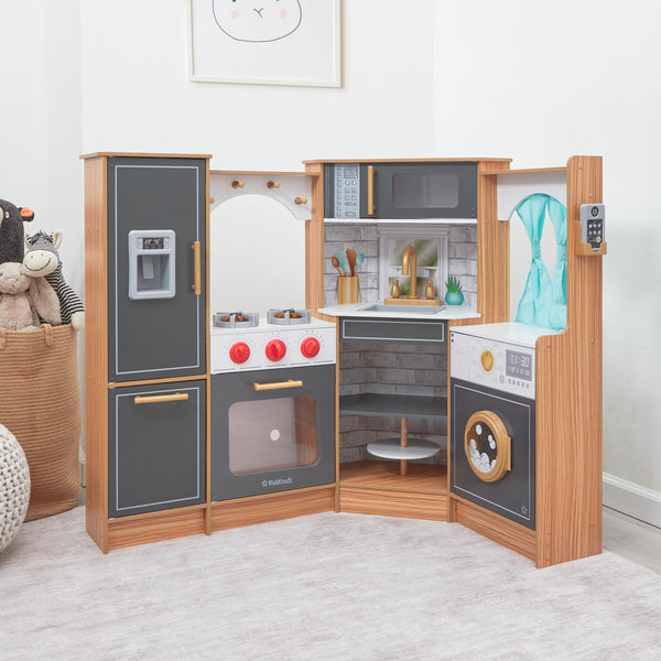 Kidkraft Ultimate Corner Play Kitchen With Lights & Sounds - Natural