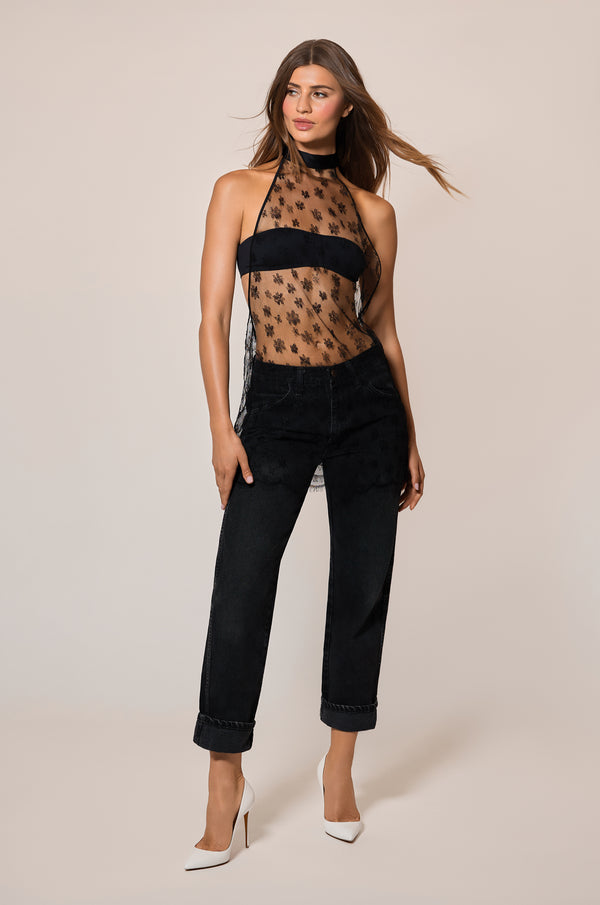Kiki De Montparnasse All Over Lace Halter Mini Slip Black