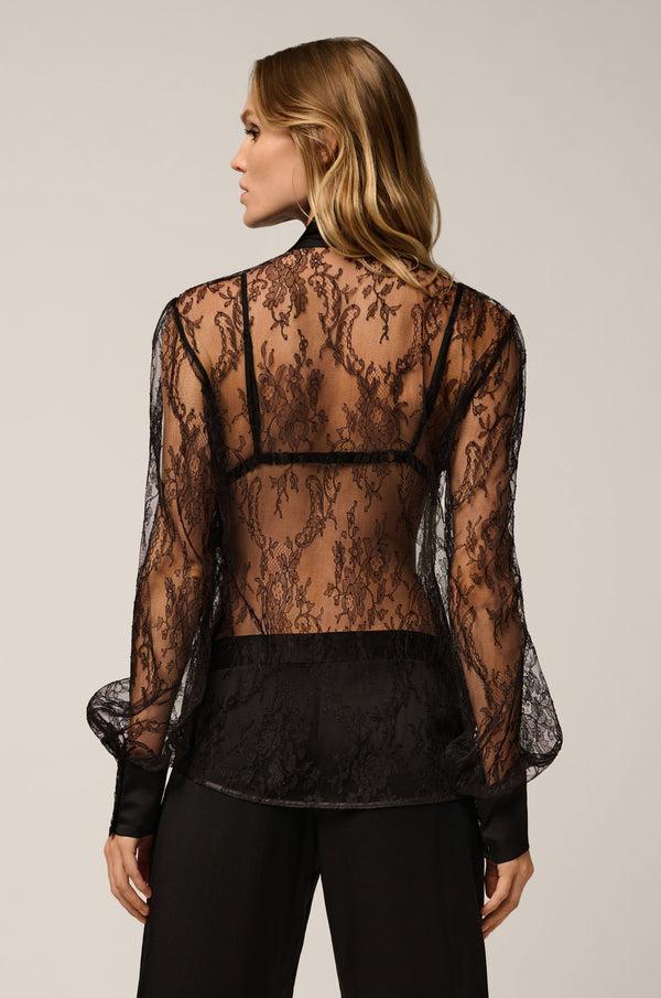 Kiki De Montparnasse All Over Lace Pussy Bow Blouse Black