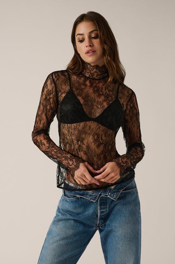 Kiki De Montparnasse All Over Lace Turtleneck Black