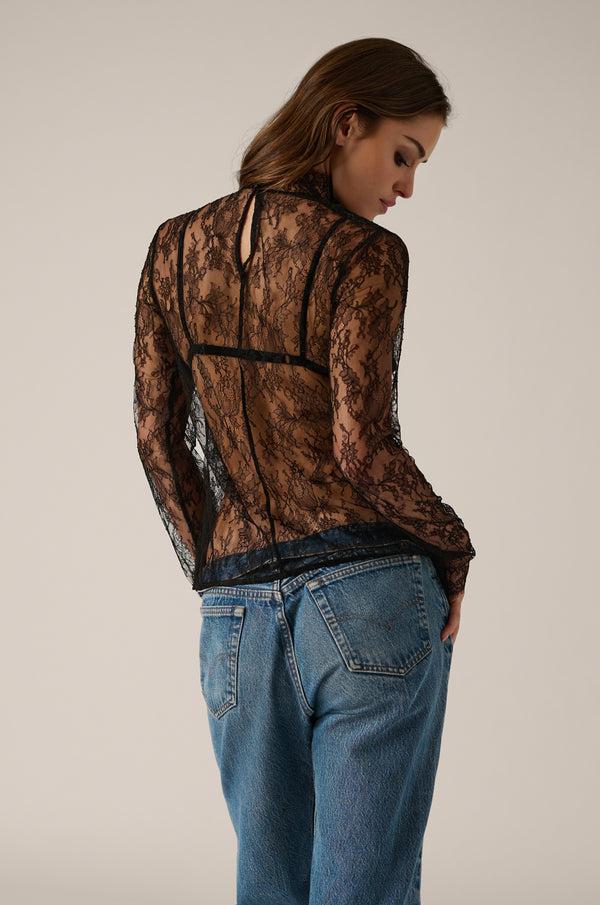 Kiki De Montparnasse All Over Lace Turtleneck Black