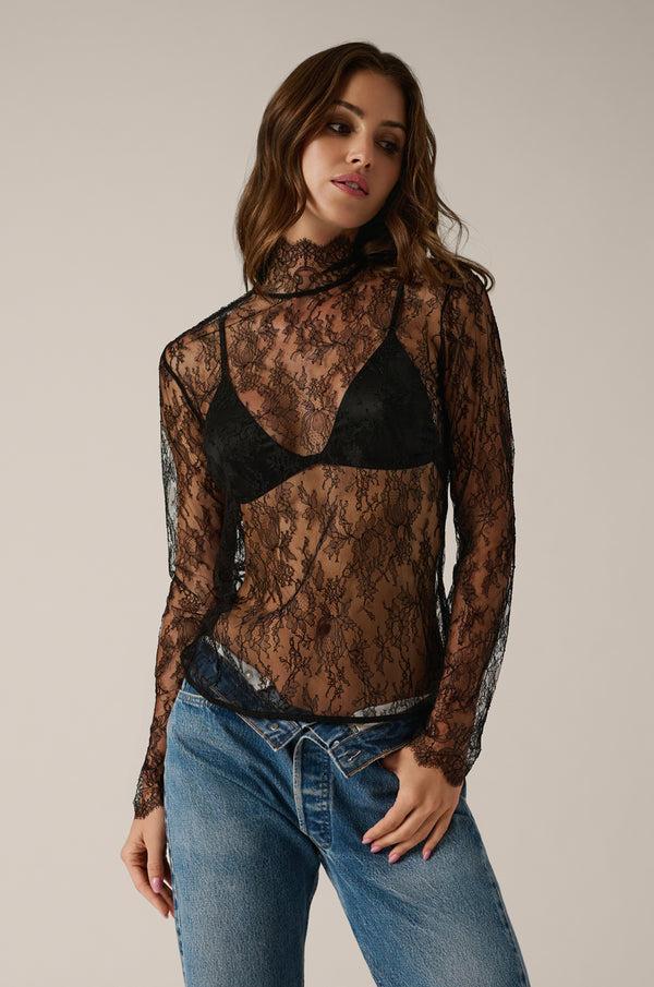 kiki de montparnasse all over lace turtleneck black