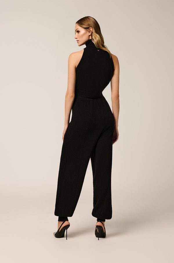 Kiki De Montparnasse Cashmere Sleeveless Turtleneck Crop Top Black