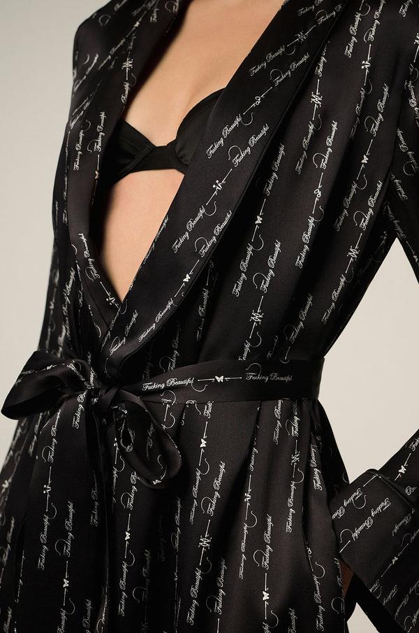 Kiki De Montparnasse Fucking Beautiful Silk Lounge Robe Black/white