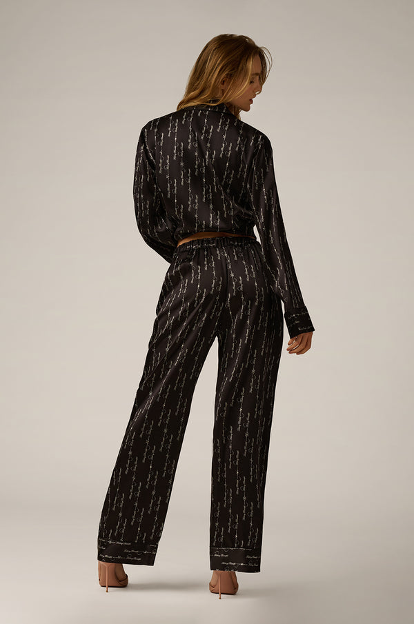 Kiki De Montparnasse Fucking Beautiful Silk Lounge Tie Up Pant Black/white