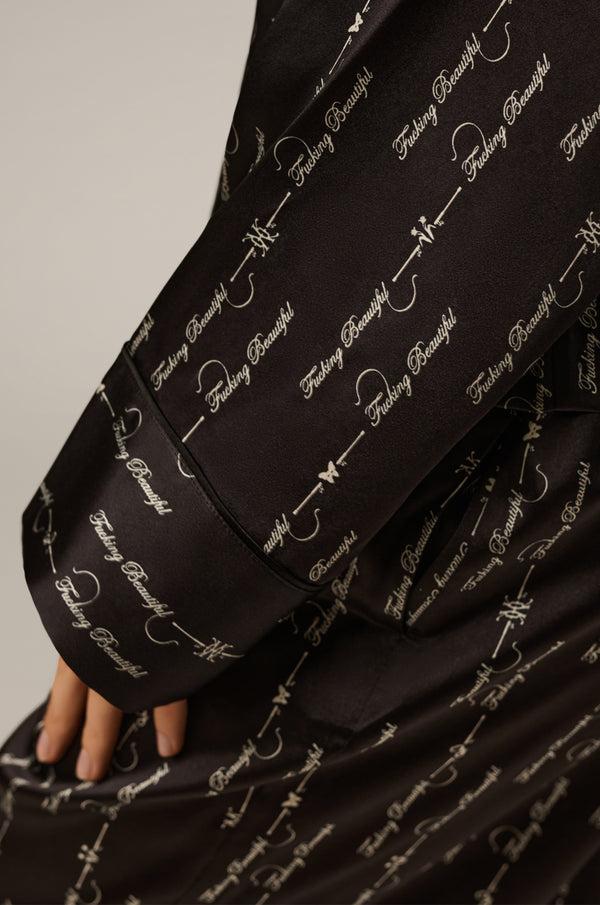 Kiki De Montparnasse Fucking Beautiful Silk Lounge Tie Up Pant Black/white