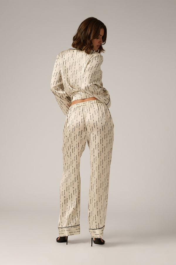 Kiki De Montparnasse Fucking Beautiful Silk Lounge Tie Up Pant Ivory