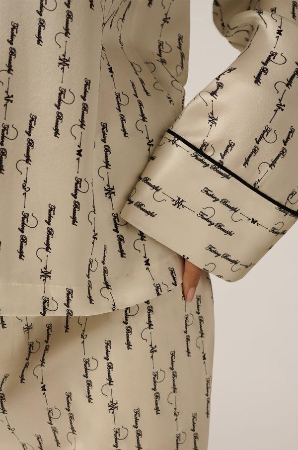 Kiki De Montparnasse Fucking Beautiful Silk Lounge Tie Up Pant Ivory