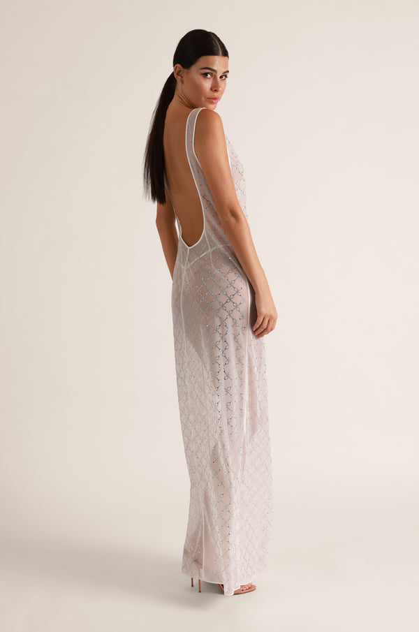 Kiki De Montparnasse Handcuff Embellished Le Soir Dress Ivory Embellished