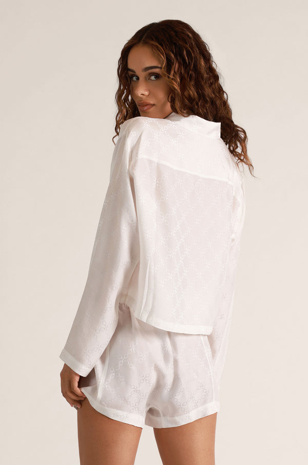 Kiki De Montparnasse Handcuff Jacquard Cropped Pj Top Ivory