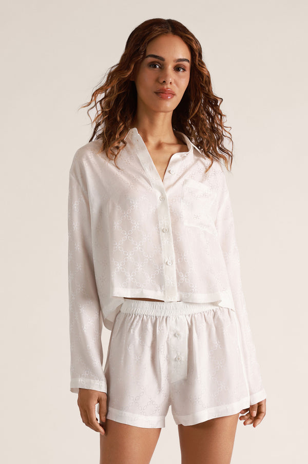 kiki de montparnasse handcuff jacquard cropped pj top ivory