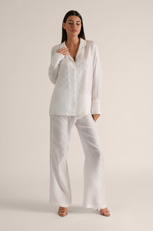 kiki de montparnasse handcuff jacquard long pj top ivory
