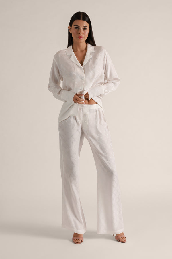 kiki de montparnasse handcuff jacquard slim boxer pant ivory