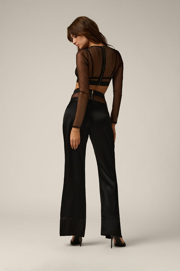 Kiki De Montparnasse Illusion Cropped Long Sleeve Top Black