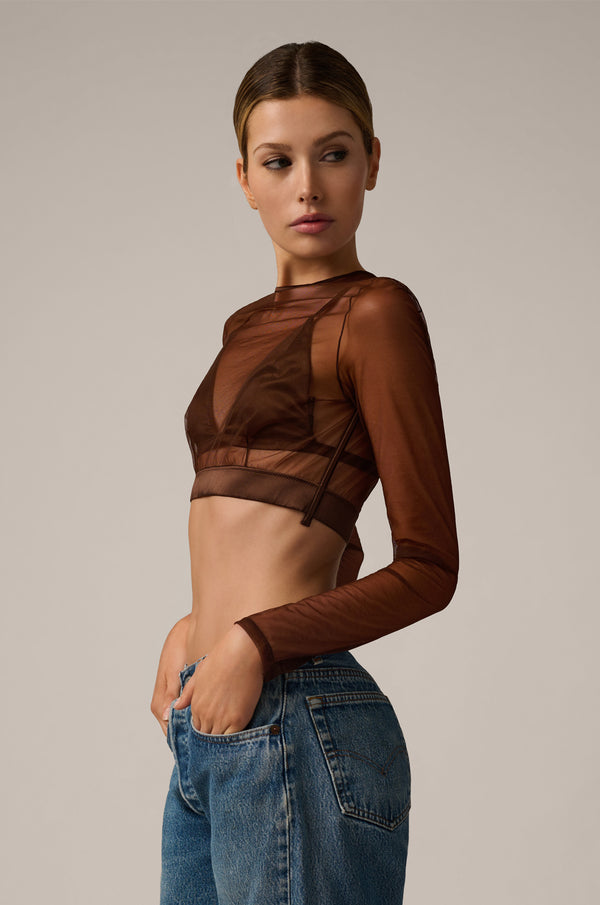Kiki De Montparnasse Illusion Cropped Long Sleeve Top Mink