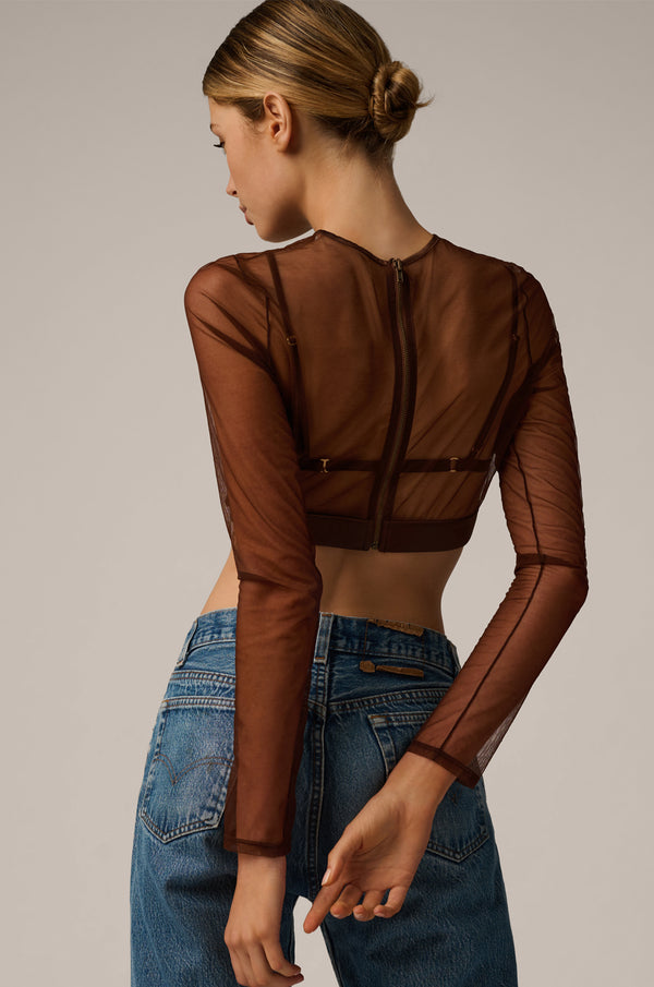 Kiki De Montparnasse Illusion Cropped Long Sleeve Top Mink