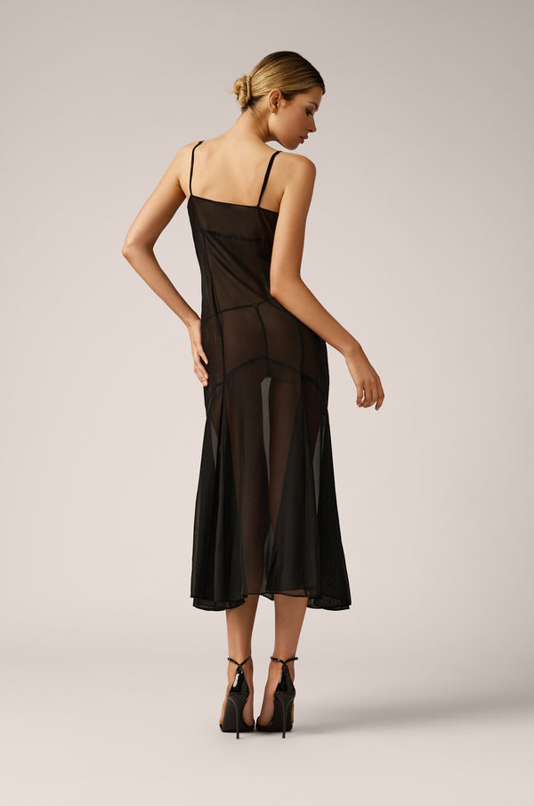Kiki De Montparnasse Chiffon Midi Dress Black