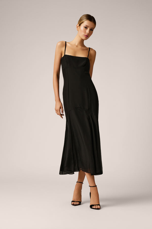 Kiki De Montparnasse Chiffon Midi Dress Black