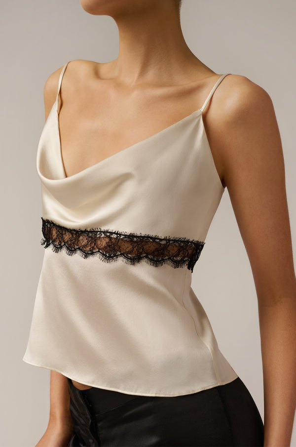 Kiki De Montparnasse Lace Inset Cami Ecru