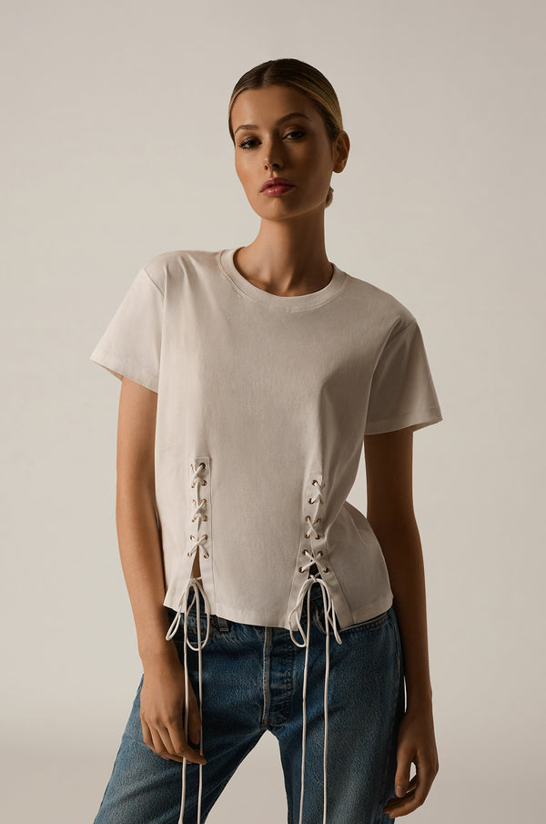 Kiki De Montparnasse Lace-up T-shirt White