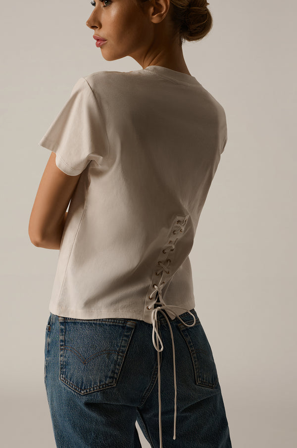 Kiki De Montparnasse Lace-up T-shirt White