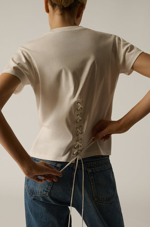 Kiki De Montparnasse Lace-up T-shirt White