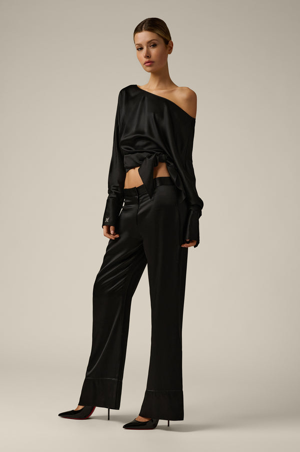 Kiki De Montparnasse Oversized Silk Pant Black