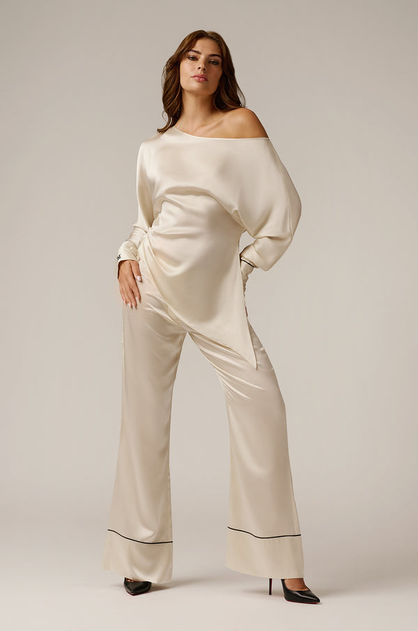 Kiki De Montparnasse Oversized Silk Pant Ecru