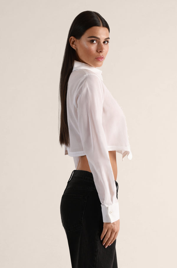 Kiki De Montparnasse Ruffled Tuxedo Shirt White