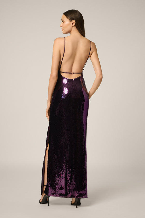 Kiki De Montparnasse Sequins Long Dress Cassis