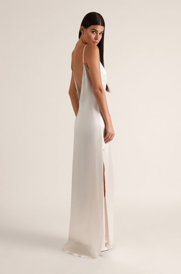 kiki de montparnasse soie v-back slip gown ivory