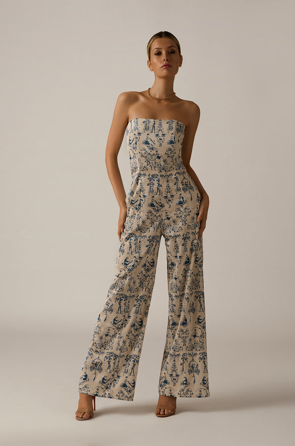 kiki de montparnasse toile jumpsuit marine toile