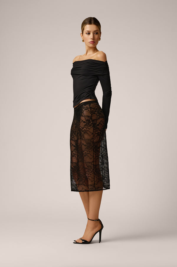 Kiki De Montparnasse Treize Lace Slip Skirt Black