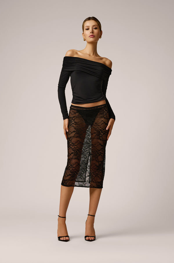 kiki de montparnasse treize lace slip skirt black