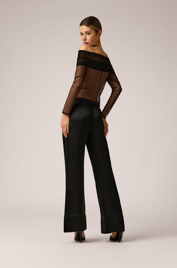 Kiki De Montparnasse Tulle Off Shoulder Top Black