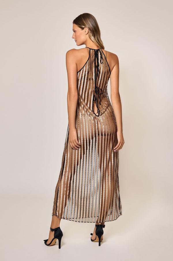 Kiki De Montparnasse Rayee Halter Tie Dress Sable / Black