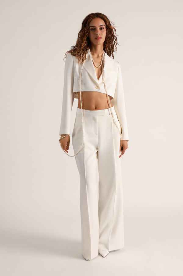 Kiki De Montparnasse Suiting Wide Leg Double Pleat Pant Ivory