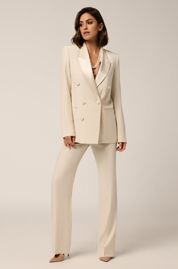 Kiki De Montparnasse Tuxedo Double Breasted Blazer Ecru