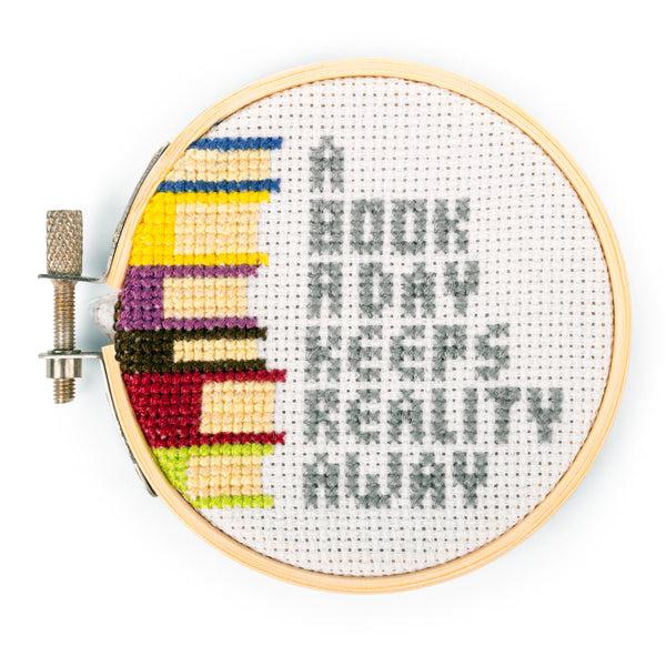 kikkerland A Book a Day Mini Cross Stitch Embroidery