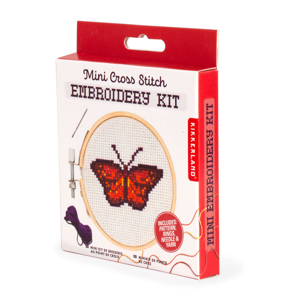Kikkerland Butterfly Mini Cross Stitch Embroidery Kit
